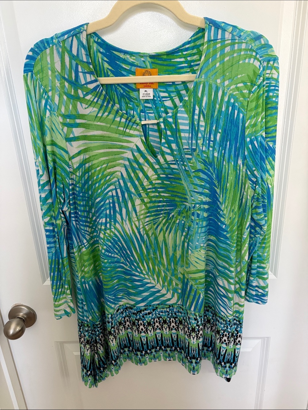 Ruby Rd. Blue & Green Palm-Print Tunic